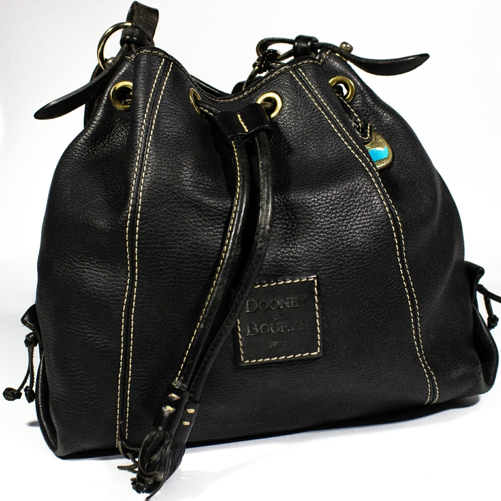 Dooney and Bourke Black Leather Bucket Bag